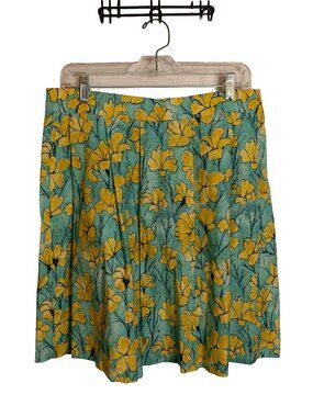 Beebop & Wally Yellow and Teal Pleated Skirt - Size Medium - 100% Cotton
